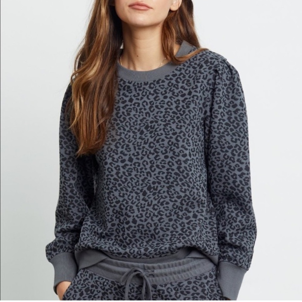 Rails Marcie Charcoal Mini Cheetah gray black Sweatshirt size Large